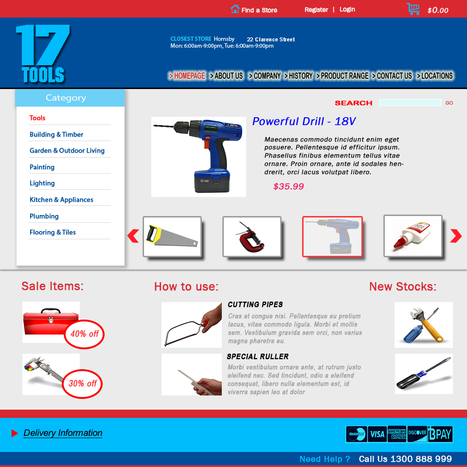 17 Tools Web Design - Hardware shop example